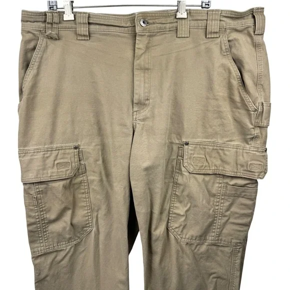 Duluth Trading Co Pants Mens 42x30 Flex Fire Hose Cargo Khaki Tan Work Utility - Picture 4 of 12
